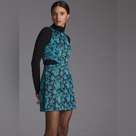Anthropologie Hutch Floral Jacquard Cut-Out Mini Dress - Picture 1 of 8